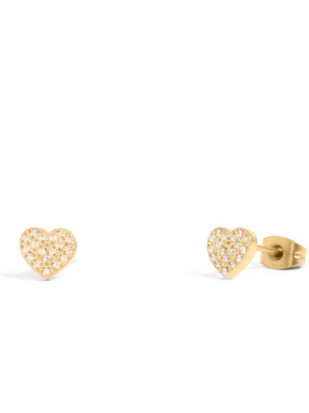 Gold Heart Pavé Stud Earrings - Women's Jewelry